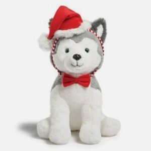 *NWT* FAO Schwarz Plush Husky Dog with Removable Headband